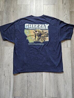 Harley Davidson Grizzly Bear T Shirt Mens 3XL Navy Missoula Montana Graphic Tee